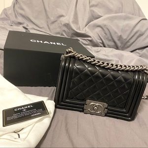 Le Boy Black Lambskin with Ruthenium Hardware